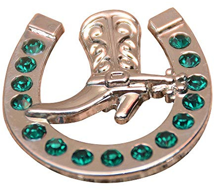 HILASON Set of 8 Western Screw Back Concho Emerald Horseshoe Boots Crystals Color | Bridle Conchos Slotted