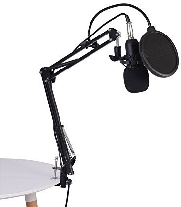 BM800 Microphone Condenser Microphone Kit Condenser Mic USB Microphone Kit Professional Studio Condenser Microphone, with Bracket + shock mount