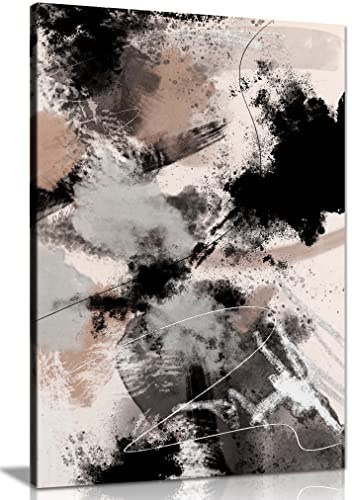 Panther Print Fine Art Prints Abstract Black & White Paint Splash Artistic Framed Canvas Print, Pictures for Home Walls, Bedroom, Living Room & Bathroom Decor 91x61cm (36x24in)