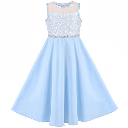 Sunny Fashion Vestido para niña Diamante de imitación Gasa Dama de Honor Baile Pelota Maxi Vestido 6-14 años