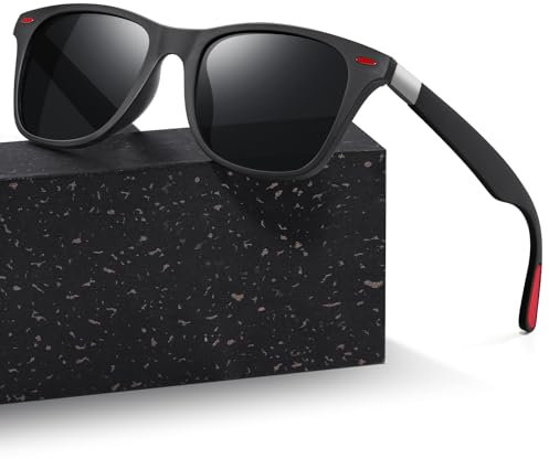 kunchu Sonnenbrille Herren-Damen-Polarisierte UV400-Schutz RechteckigeSchwarze Blendfreie Gläser Klassische Ultraleichte Quadratische Sonnenbrille Fahren Wandern Golfen Angeln Sport Sunglasses