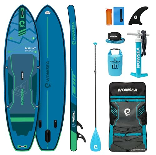 WOWSEA B2 Aufblasbares Stand Up Paddle Board, Langlebiges und Stabiles Family Time SUP Board, Freizeit & Touring Paddle Board mit iSUP Zubehör, Ideal für Aquatic Education und Erholung