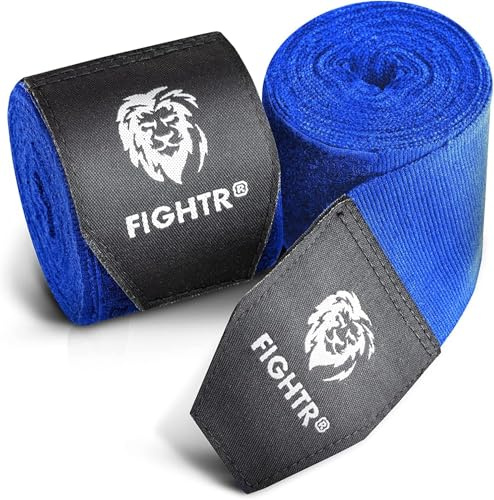 FIGHTR® Premium boxbandage för max. Stabilitet och säkerhet | 4 m halvelastiskt bandage med tumögla för lådor, MMA, Muay Thai – Box handbandage sport | Set med 2