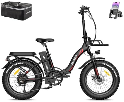 Fafrees F20 MAX Electric Bicycle, 20 * 4.0inch Men's Folding Electric Mountain Bike, 48V/22.5Ah Battery, Front Basket, Unisex Adult Fatbike Ebike, Range 90-150KM (Black)