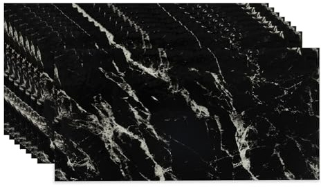 Fantasnight Adesivi per piastrelle in vinile, colore nero, per bagno e cucina, 30 x 60 cm, 10 pezzi