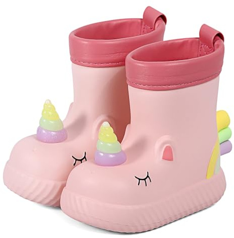 MASOCIO Bottes de Pluie Enfant Fille Botte Caoutchouc Léger Chaussure Impermeable Enfant de Dessin Animé d'animaux Mignons Taille 20-29