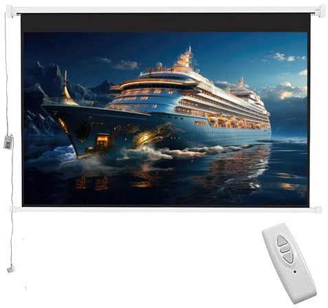 INMOZATA Motor Leinwand Beamer Elektrisch 185cm, Bild 159 x 89 cm(72 Zoll), Format 16:9, Fernbedienung, Deckenmontage & Wandmontage Projektor Leinwand für Heimkino Büro Schule Präsentationen-Weiß