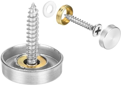 QUARKZMAN 24 cubiertas de tornillo, tornillos de espejo de acero inoxidable, cubiertas decorativas para clavos, tornillos de espejo para herrajes publicitarios y construcción, diámetro 18 mm, color
