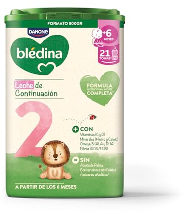 Blédina 2, Leche de Continuación para Bebé, Fórmula Completa con Vitaminas, Minerales, Omega 3 y Fibras. Sin Aceite de Palma, Ni Conservantes Artificiales Ni Azúcares Añadidos. Desde los 6 Meses, 800g