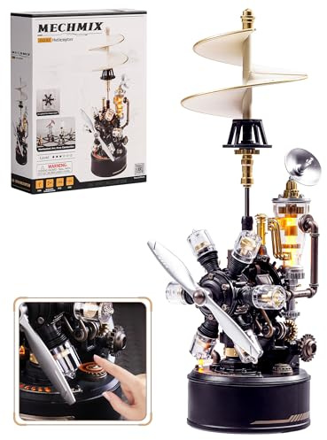ROBOTIME Puzzle 3D Elicottero - Kit di modello meccanico fai da te con luci e movimento, modello in PVC di ingegneria, regalo STEM per collezionisti e dilettanti, CGL01