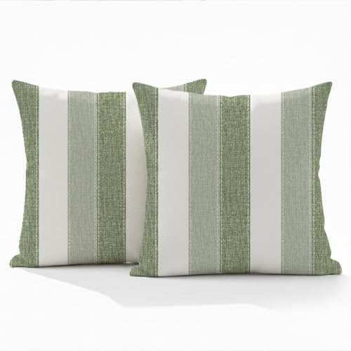 ViaElayu Funda Cojines 50x50 cm Rayas Verde Salvia Verde Funda de Cojíns Primavera Moderna Fundas de Almohada Cojine Decorativas Retro para Sofá Verano Exterior Jardin Juego de 2
