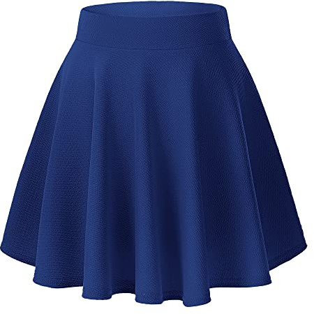 Urban CoCo Women's Basic Versatile Stretchy Flared Casual Mini Skater Skirt (Medium, Royal Blue)