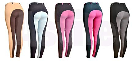 Astile Ladies/Womens Horse Riding Jodhpurs/Jodphurs Soft Stretchy (BLACK/GREY, 36'' LADIES)