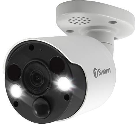 Swann Security CCTV 4K Thermal Sensing Bullet IP Security Camera with Face Recognition, Spotlights, and 2-Way Audio - Single Pack