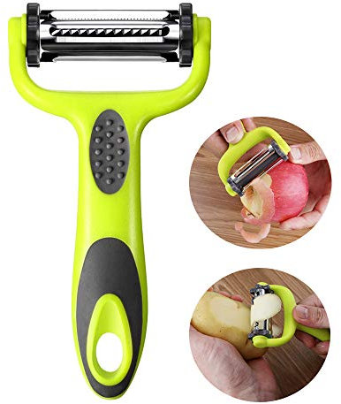 Aiqeer Multifunktion 3 in 1 Sparschäler, Gemüseschäler & Obstschäler, Schwenkschäler, Y Schäler, Kartoffelschäler, Karottenschäler (Grün)