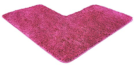 WohnDirect Eck-Badezimmerteppich L-Form 100x100 Pink – Badematte für Eckdusche rutschfest, Flauschiger Winkel-Badvorleger 50cm Breit, Waschbar & Fußbodenheizung