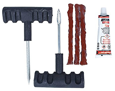 CARALL Kit Riparazione Gomme Moto Auto e Bicicletta (Set da 6 PCS), Attrezzi di Riparazione Pneumatici, per Riparazione di Forature