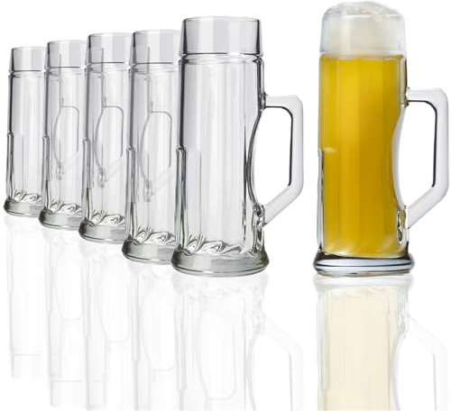 Stölzle Oberglas Bierkrug Premium ribbed / 6er Set Bierkrüge 0,5 Liter/Stabiler Bier Krug/Biergläser 0,5 Liter aus Soda Lime Glas/Bierseidel 0,5l Spülmaschinengeeignet