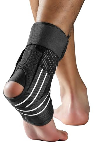 Fitomo Sprunggelenkbandage, Einstellbares Fußbandage mit Abnehmbarem Stabilisator, Fußbandage für Plantarfasziitis, Arthritis, ACL, Gelenkschmerzen, Fersensporn, Sport, 1 Stück