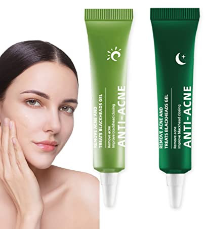 Anti Acne Removal Cream - Acne Treatment Spot and Blackheads Treatment - Day & Night Acne Gel Set - Moisturizing Skincare Fade Acne Spots Oil Control Shrink Pores - For All Skin Types 2x30ml