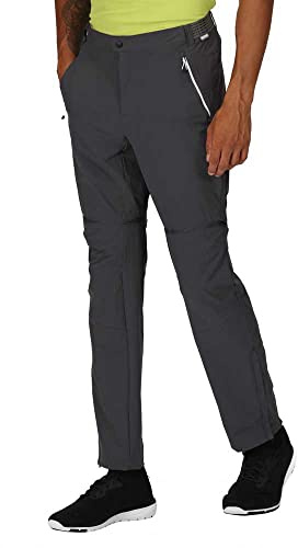 Regatta Mountain Zip off - Pantaloni da Trekking da Uomo, Colore: Grigio/Nero