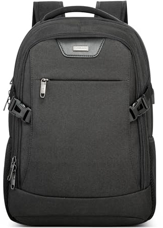 DEEVORCA Mode mäns ryggsäck anti-stöld 15,6 tum laptopväska med USB-laddningsport skolryggsäck för resor affärsarbete daglig vattentät dagryggsäck för män, svart, L