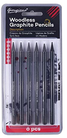YANGLY Juego de lápices sin Madera para Artistas, Grafito, carbón, bocetos, Color Negro, para Pintor, Dibujo, Escritura, sombreado, 3/6 Uds.