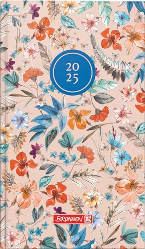 BRUNNEN Calendario tascabile modello 756 (2025) Botanical, 2 pagine = 1 settimana, A6, 144 pagine, copertina grafica, multicolore