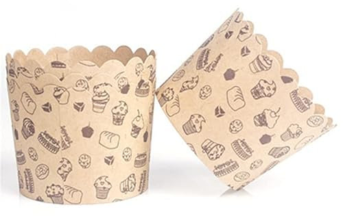 50st Brun Kraft Muffin Cupcake Papperskopp Påskbröd Craft Pappersformar (Color : 50 Pcs-04)