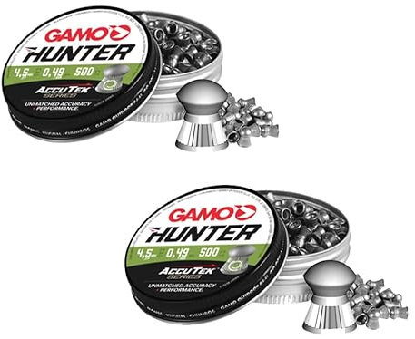 ECOMMUR Gamo-Kugeln ACCUTEK Hunter (4,5 mm) | 500 Stück pro Schachtel. 0,49 g pro Kugel. Packung mit 2 Schachteln. Legierungskugeln. Schnell, präzise und durchdringend.