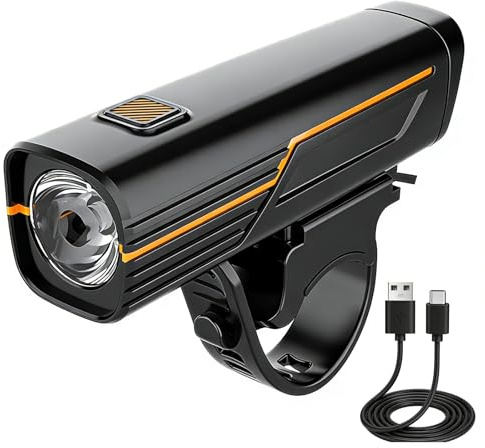 BUYFIRE Luce Bicicletta Anteriore Ricaricabili usb, Luci bicicletta led, 4 Modalità Faro bici anteriore per Strada Mountain Ciclismo Pesca di notte, Accessori per biciclette