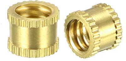TOP-VIGOR 15Pcs Threaded Insert Knurled Nuts, 1/4-20 Brass Female Thread Knurled Nuts, Embedment Nut Insert for 3D Printer