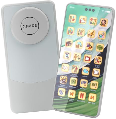 Aolso Telefon Spielzeug für Babys, Musik Handy Spielzeug, gefälschtes Telefon Spielzeug, Spielzeug Telefon für Jungen und Mädchen, Baby Spielzeug Geschenke, Kinder Lernen Mobiltelefon (Silbergrau)