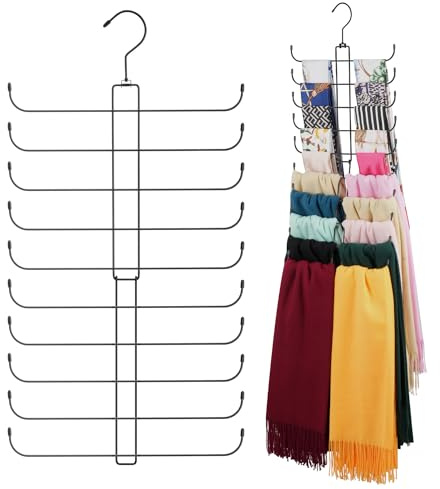 ZEDODIER Scarf Organizer Scarf Hanger for Closet, 2 Pack Rotatable Sturdy Hijab Holder Holds 40 Scarves, Space Saving Closet Organizers and Storage, Black