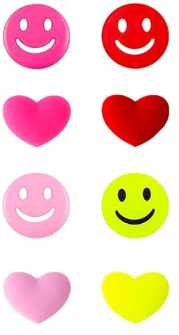 8 Stück Tennis Dämpfer,Tennisschläger,Lustig Vibrationsdämpfer Happy Face Herzförmiges,Silikon Herzförmiger Smiley,Stoßdämpfer zubehör,für Tennisspieler,Badmintonschläger,Reduziert Schlägervibrationen