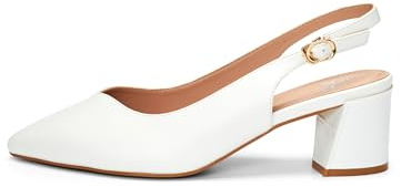 Rio Fiore Escarpins à talon bloc de 5,5 cm pour femme - En daim souple/cuir synthétique - Escarpins confortables avec talon - Blanc/noir/rouge/beige/nude/taupe - Sangle dorsale - HF3999-1, Blanc., 35