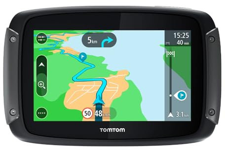 Tomtom Motorrad Navi Rider 550-4,3 Zoll, kurvige und bergige Strecken, Karten-Updates Welt, Stauvermeidung Dank Traffic, Halterung, Updates über Wi-Fi (generalüberholt)