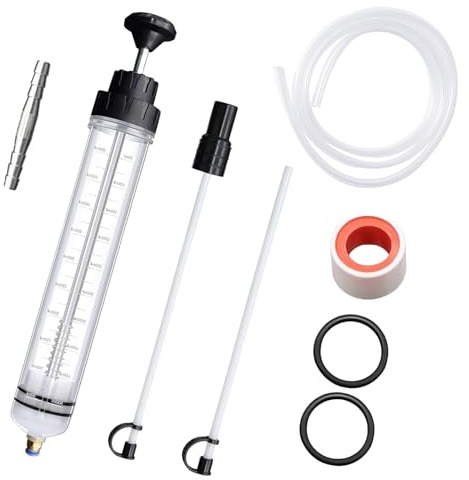Scettar 500cc Pompa Manuale a Siringa,Pompa Aspira Olio Motore,Siringa Aspira Liquidi,con Tubo di Prolunga,Adatto per Liquido Freni e Liquido Trasmissione.