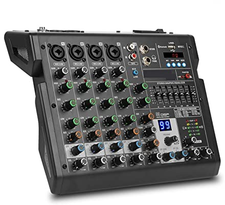 DJ-mixer, 4-kanals mixer B4 ljudbord Professionell DJ-mixerkonsol Inbyggd 99 DSP digitala effekter 48V Phantom Power(B6)