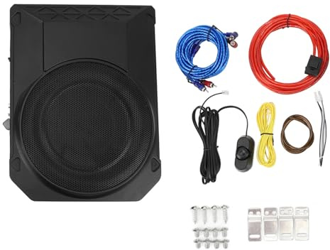 OEBUAFI 10 Inch Active Subwoofer, Ultra Thin 800W 2.5 Ohms Under Seat Powered Car Subwoofer with Wired Volume Controller for Vehicle Sound System
