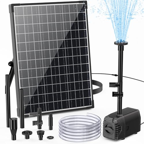 Biling 20W Fontana Solare per Esterni con 4 Getti, 875L/H Fontana Solare per Esterni per Laghetti da Giardino di Media Dimensione (5-10㎡), Pompa per Laghetto Solare Fai-da-Te per Decorazione del