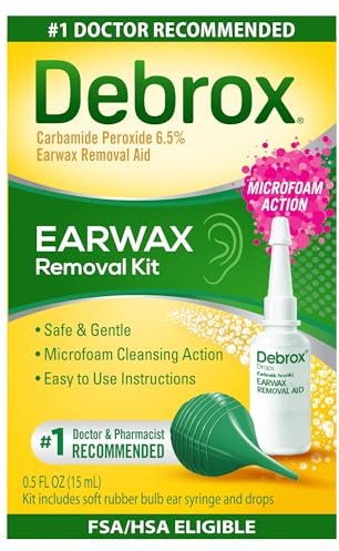 Debrox Ear Wax Removal Kit, Bulb Syringe & 0.5 Fl Oz Ear Wax Removal Drops with Carbamide Peroxide