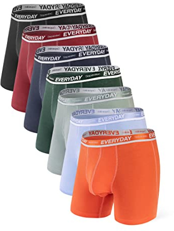Separatec 7-pack boxershorts för män, ventilerande mjuka bomullsunderkläder, färgglada vardagliga boxershorts, multipack med stödjande dubbel påse