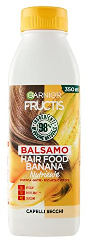 Garnier Balsamo Nutriente Fructis Hair Food, Balsamo Nutriente alla Banana per Capelli Secchi, 350 ml, Confezione da 1