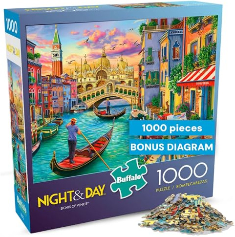 Buffalo Games - Sights of Venice - Image World - 1000 Piece Jigsaw Puzzle for Adults, Scenic Cityscape Puzzle, Challenging and Relaxing Puzzle Adventure, Finished Size 26.75 x 19.75, Made in the USA