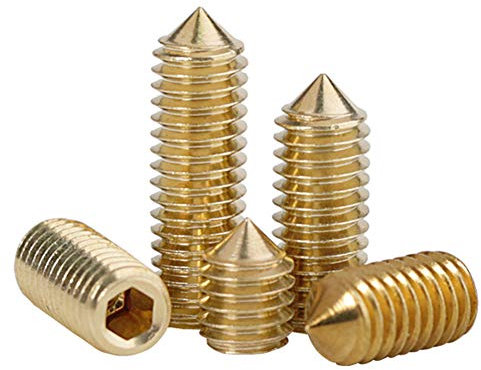 ANSIEDIO Tornillos Sin Cabeza Tornillo Allen de Cola de Cono Tornillos Prisioneros de Latón - M6×20mm,10 pcs