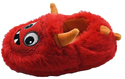GladRags Chaussons monstre en peluche pour garçons ou filles, bleu ou rouge, pointure 38-46, Rouge, 31 EU