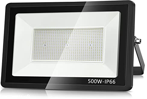 LED Floodlight Security Light,500W Outdoor Spotlight 50000LM Outdoor Flood Lights,IP66 Waterproof 3500k LED Spotlight for Garden,Garage,Square,Car Park,Construction Site ect(Warm white-1pcs,500W)