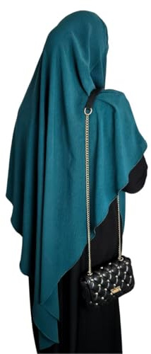 Yaqeen Khimar Hijab für Muslima – Jazz Stoff, weich & dehnbar – Dreieck Kopftuch, blickdicht, atmungsaktiv – Sofort tragbar ohne Nadeln – Gebetskopftuch, smnaragdgrün