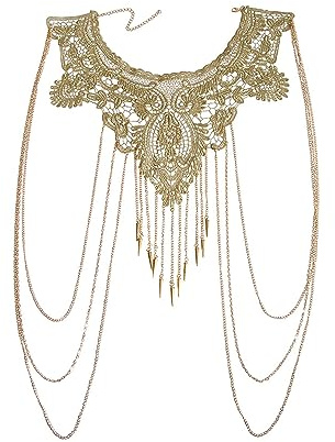 Clataly Oro Lace Collana Multi-strato Catena Del Corpo Accessori Del Corpo Gioielli per Le Donne e Ragazze